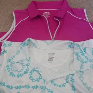 Two sleeveless golf shirts